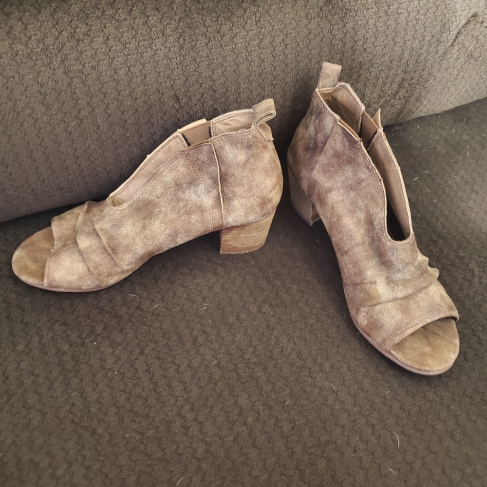 Tan Peep Toe Booties